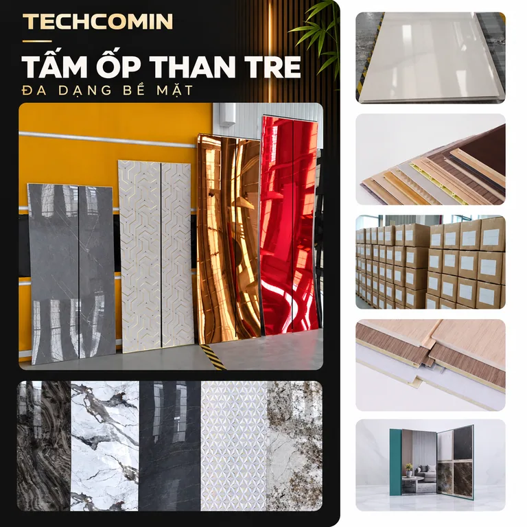 Tấm ốp than tre bề mặt vân gỗ