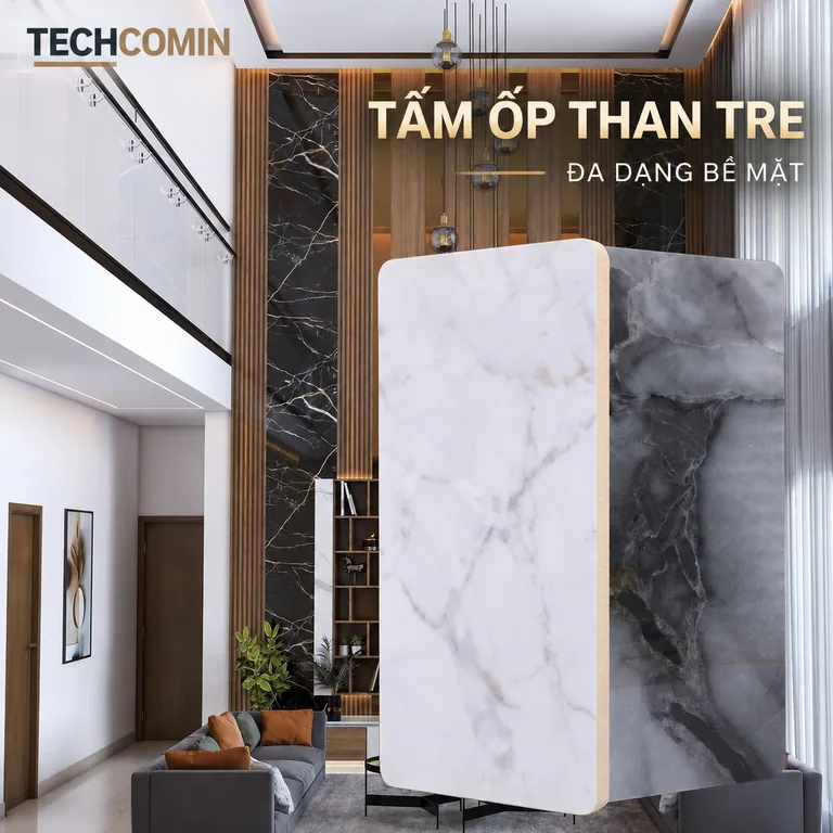 Tấm ốp than tre bề mặt vân gỗ