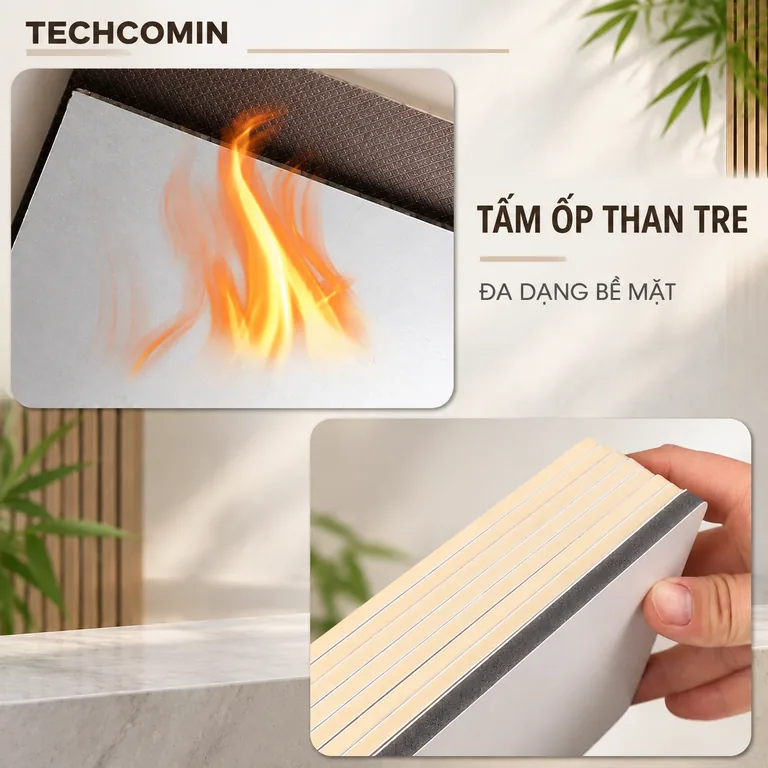 Tấm ốp than tre bề mặt vân gỗ