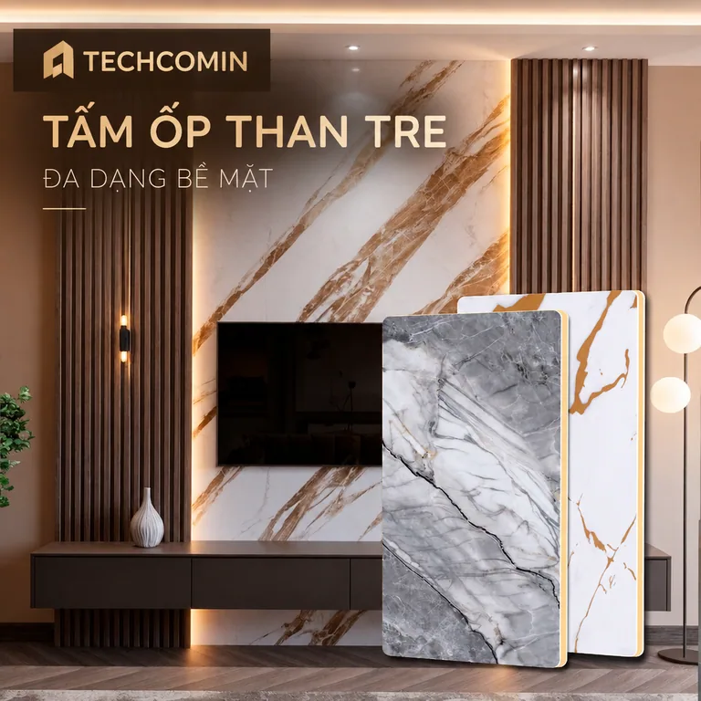 Tấm ốp than tre bề mặt vân gỗ