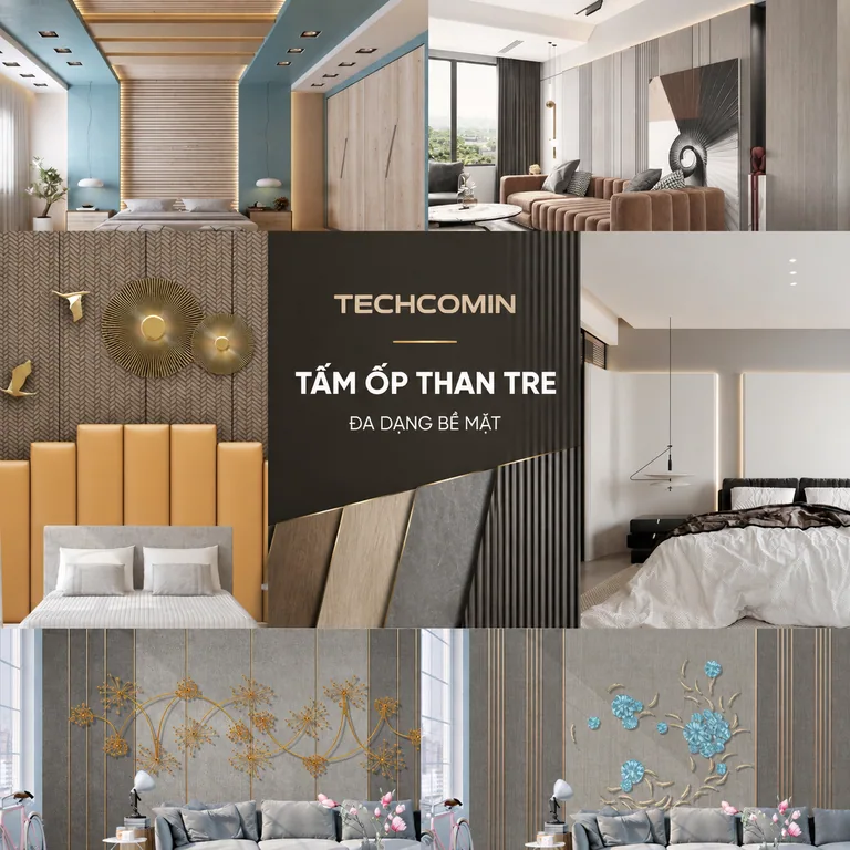 Tấm ốp than tre bề mặt vân gỗ