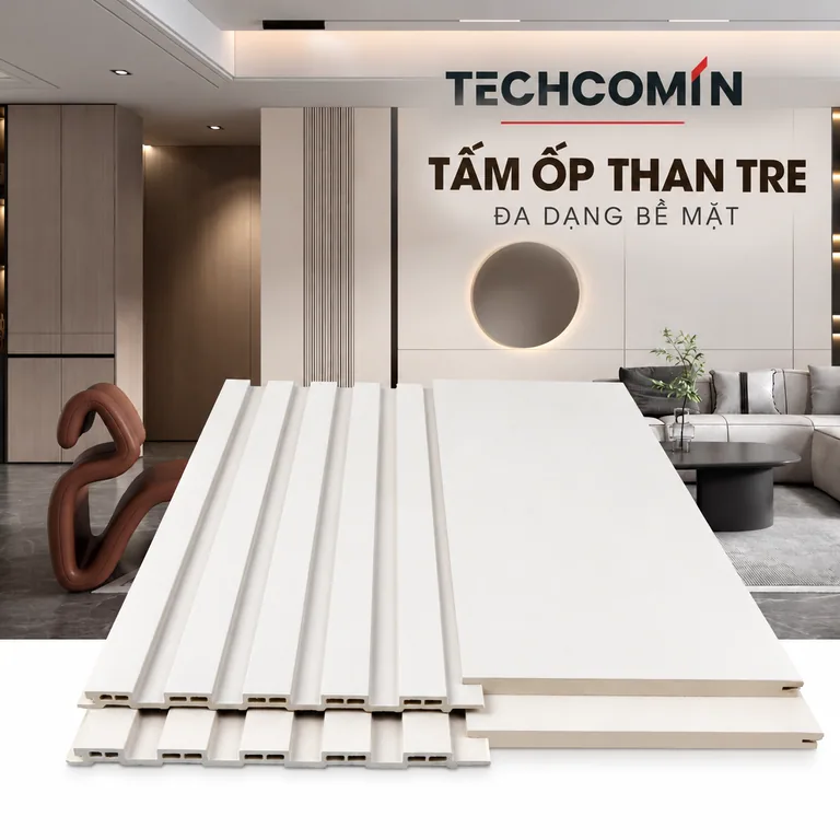 Tấm ốp than tre bề mặt vân gỗ