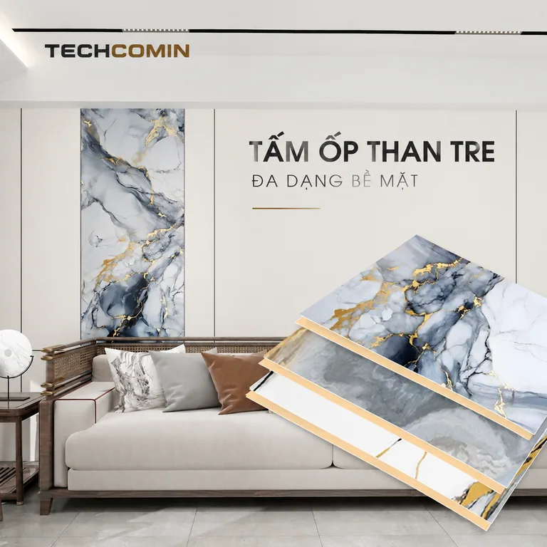 Tấm ốp than tre bề mặt vân gỗ