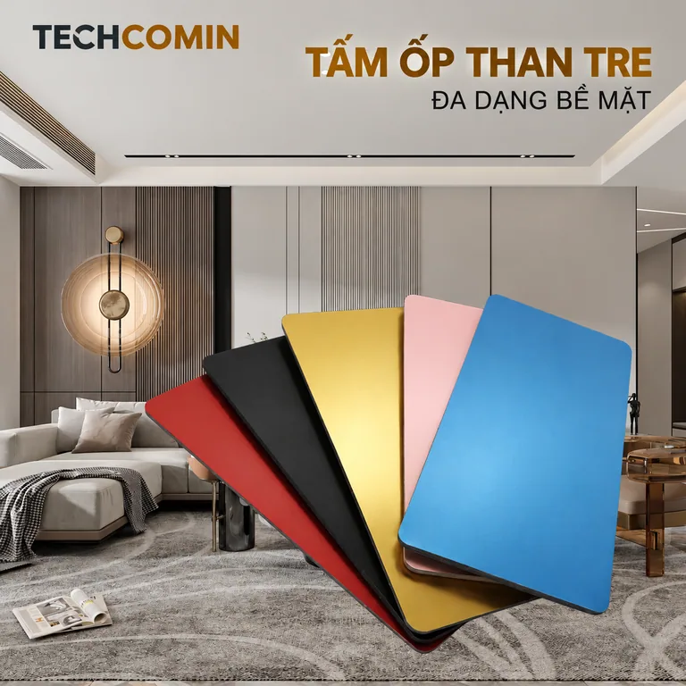 Tấm ốp than tre bề mặt vân gỗ