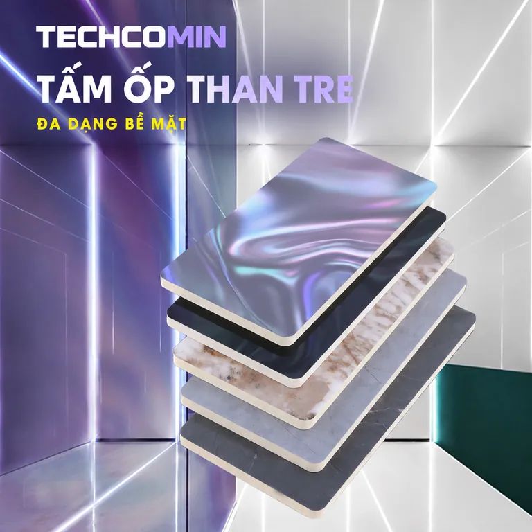Tấm ốp than tre bề mặt vân gỗ