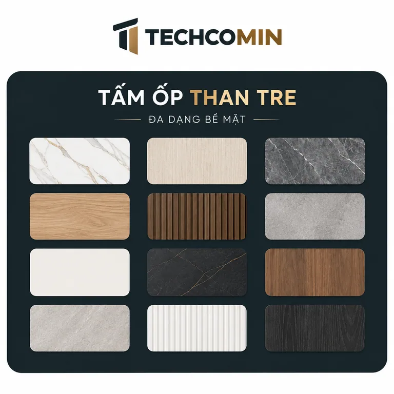 Tấm ốp than tre bề mặt vân gỗ