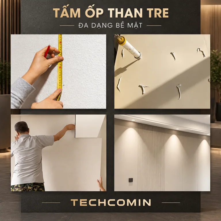 Tấm ốp than tre bề mặt vân gỗ