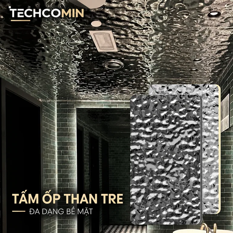 Tấm ốp than tre bề mặt vân gỗ