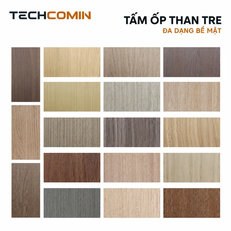 Tấm ốp than tre bề mặt vân gỗ