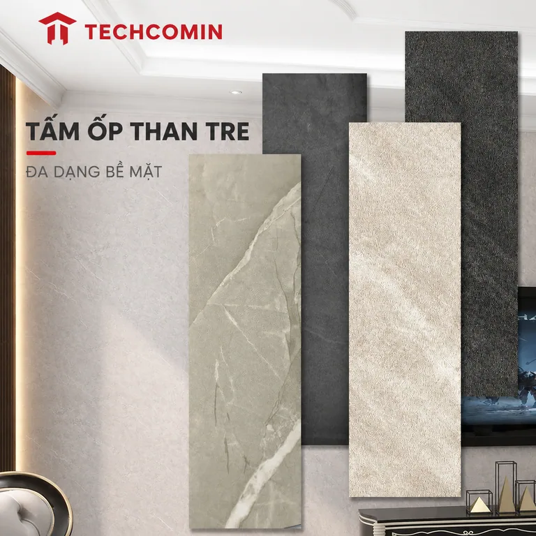 Tấm ốp than tre bề mặt vân gỗ