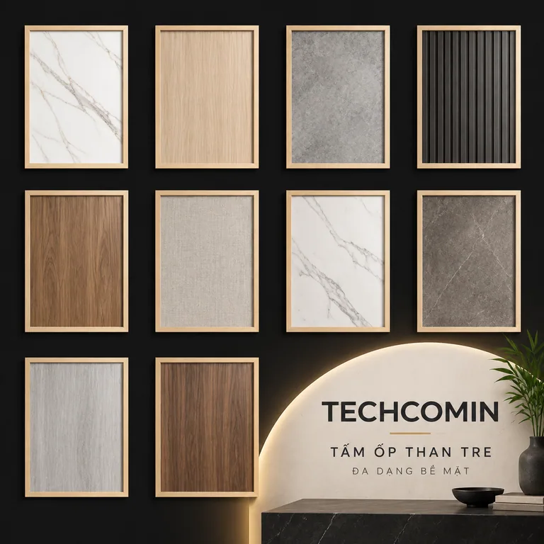 Tấm ốp than tre bề mặt vân gỗ
