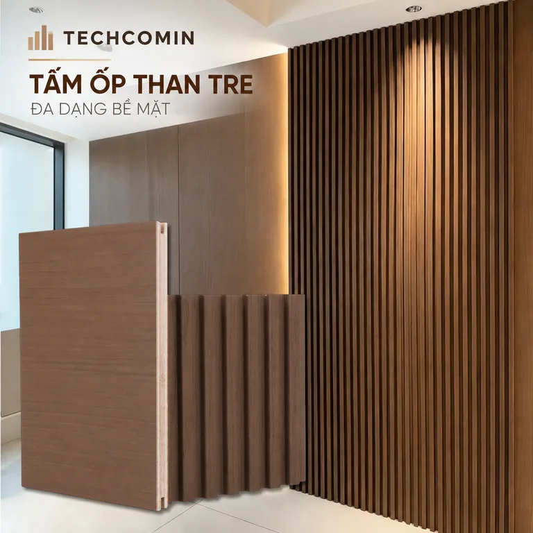 Tấm ốp than tre bề mặt vân gỗ