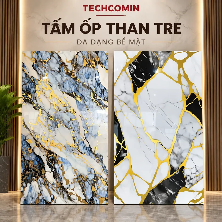 Tấm ốp than tre bề mặt vân gỗ