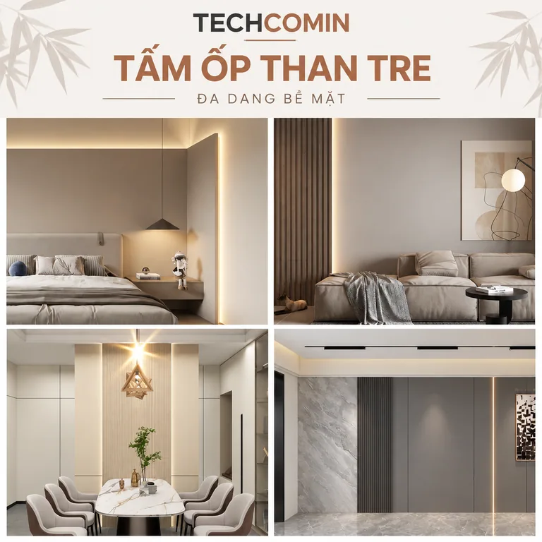 Tấm ốp than tre bề mặt vân gỗ