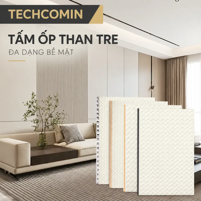 Tấm ốp than tre bề mặt vân gỗ