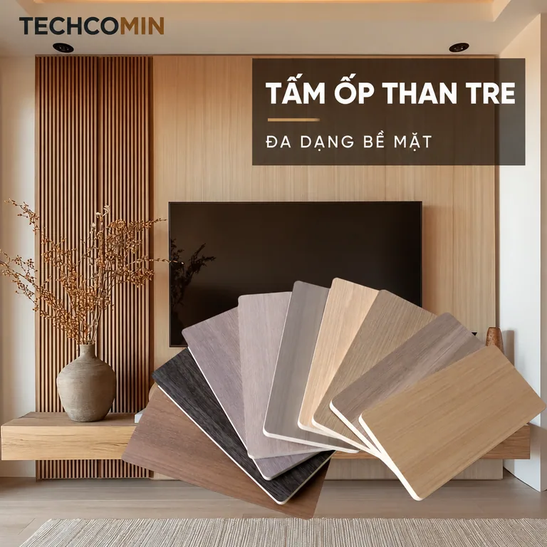 Tấm ốp than tre bề mặt vân gỗ