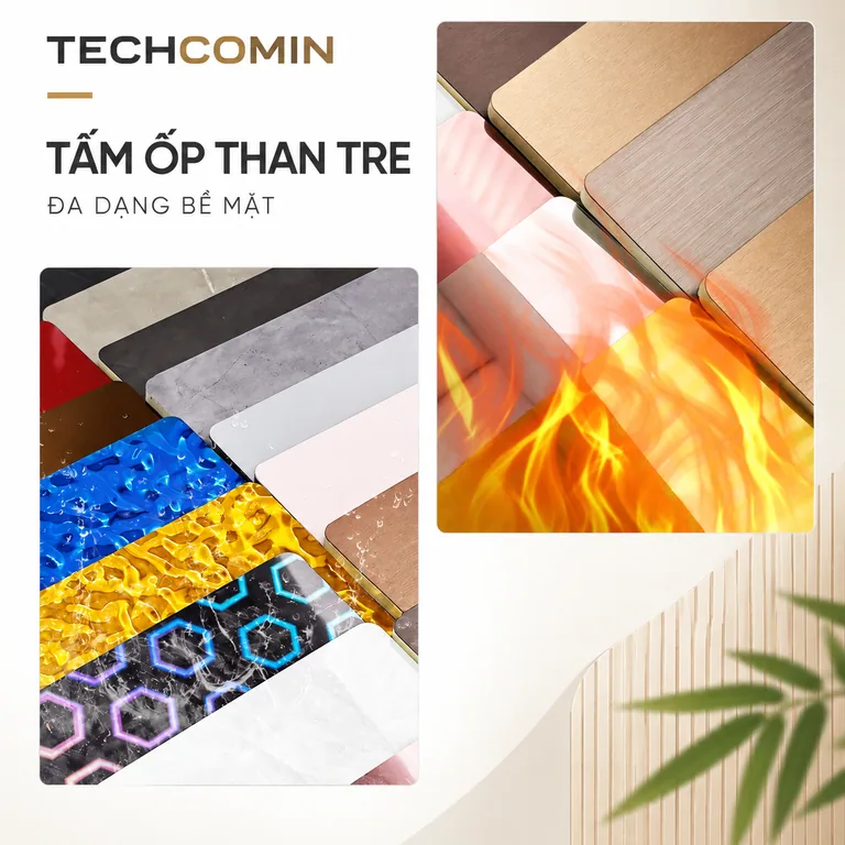 Tấm ốp than tre bề mặt vân gỗ