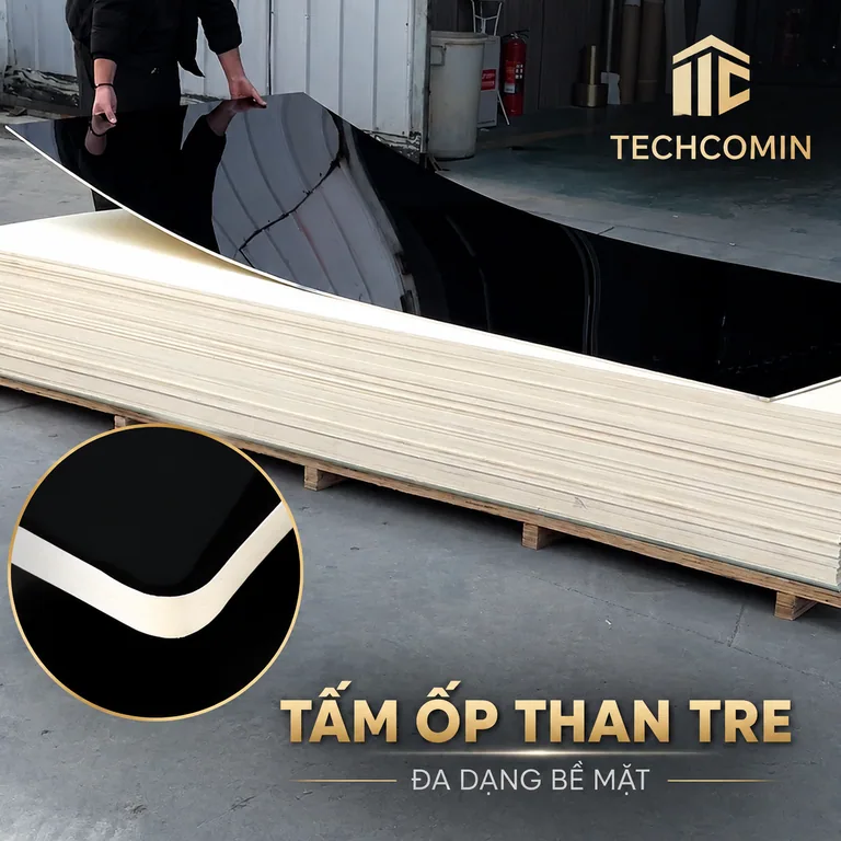 Tấm ốp than tre bề mặt vân gỗ