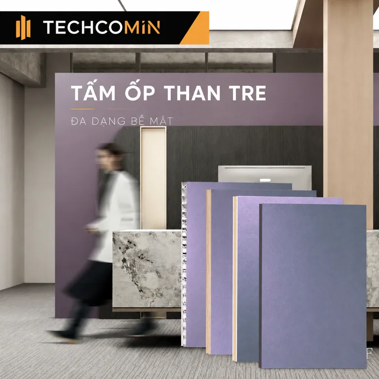 Tấm ốp than tre bề mặt vân gỗ