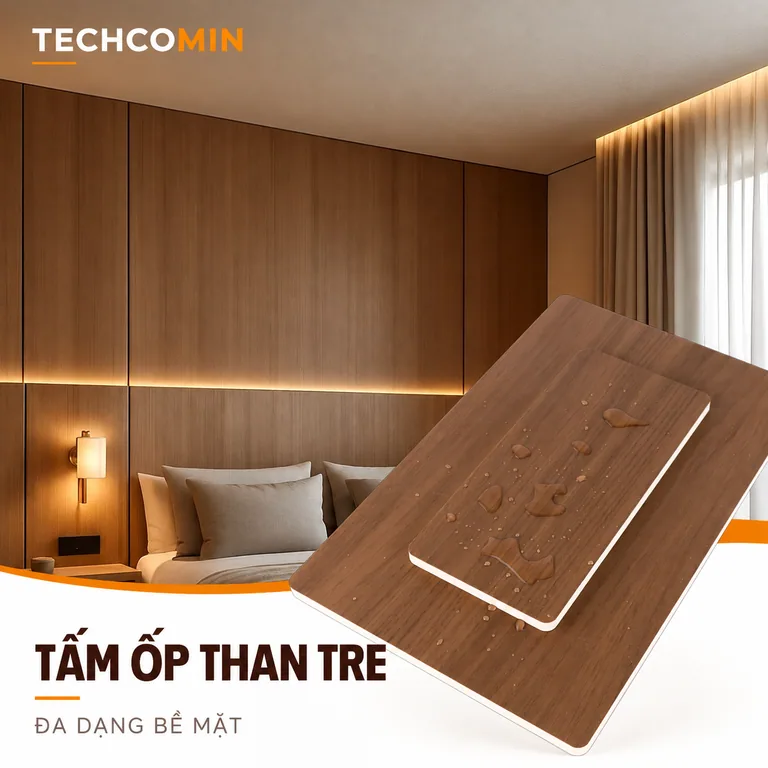 Tấm ốp than tre bề mặt vân gỗ