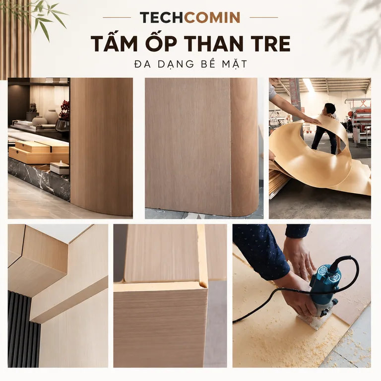 Tấm ốp than tre bề mặt vân gỗ