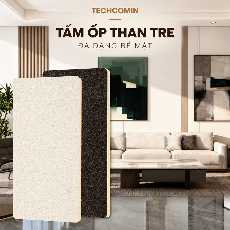 Tấm ốp than tre bề mặt vân gỗ