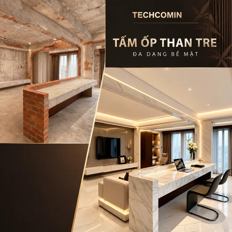Tấm ốp than tre bề mặt vân gỗ