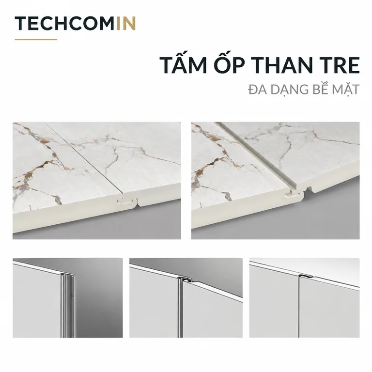 Tấm ốp than tre bề mặt vân gỗ