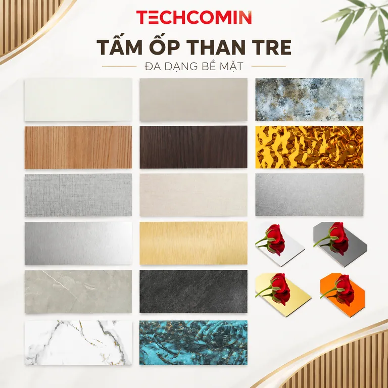 Tấm ốp than tre bề mặt vân gỗ