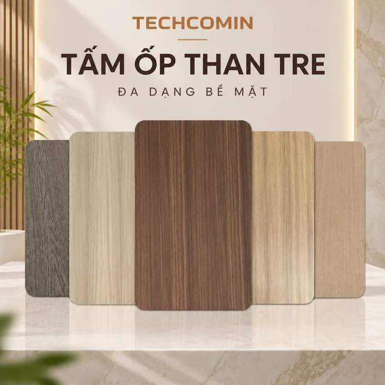 Tấm ốp than tre bề mặt vân gỗ