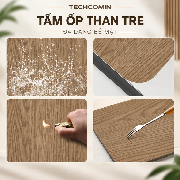 Tấm ốp than tre bề mặt vân gỗ