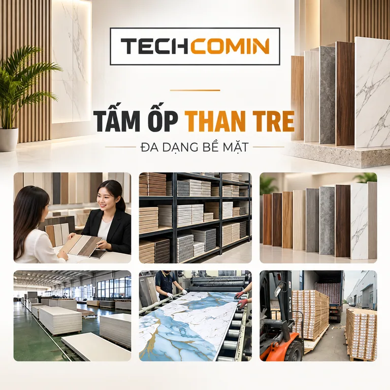 Tấm ốp than tre bề mặt vân gỗ