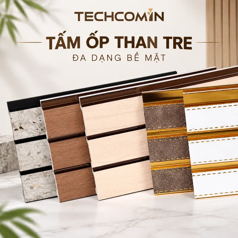 Tấm ốp than tre bề mặt vân gỗ