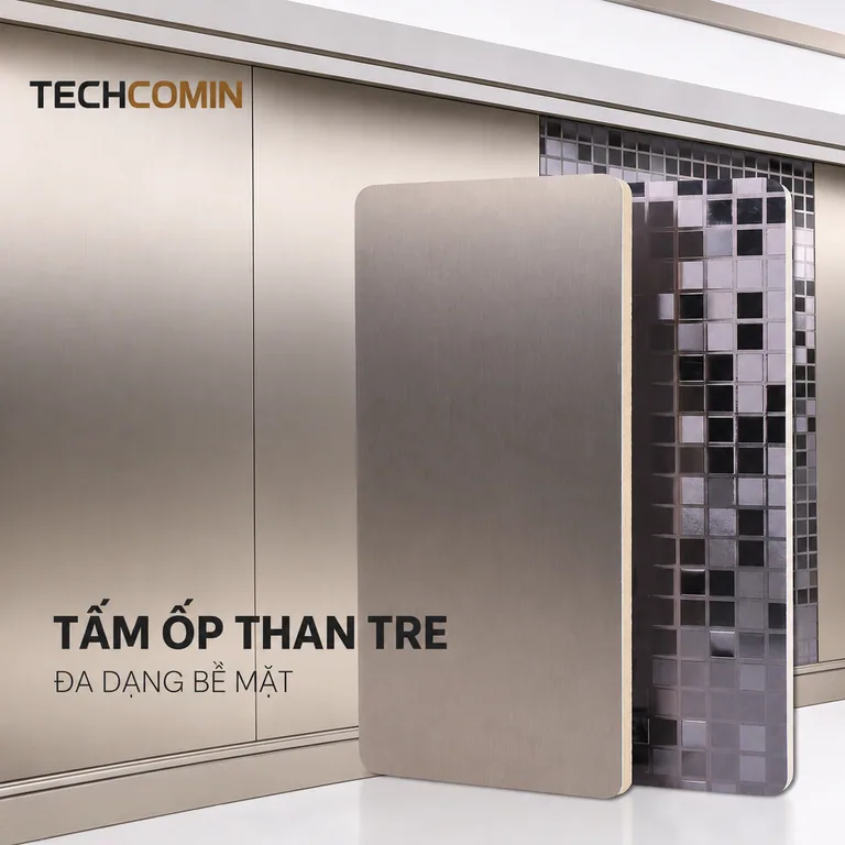 Tấm ốp than tre bề mặt vân gỗ