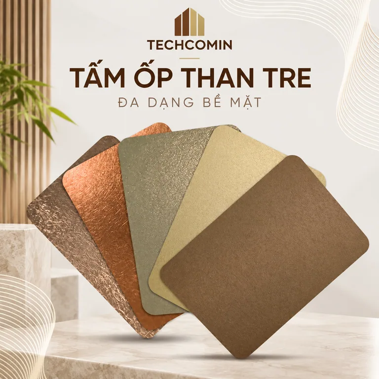 Tấm ốp than tre bề mặt vân gỗ