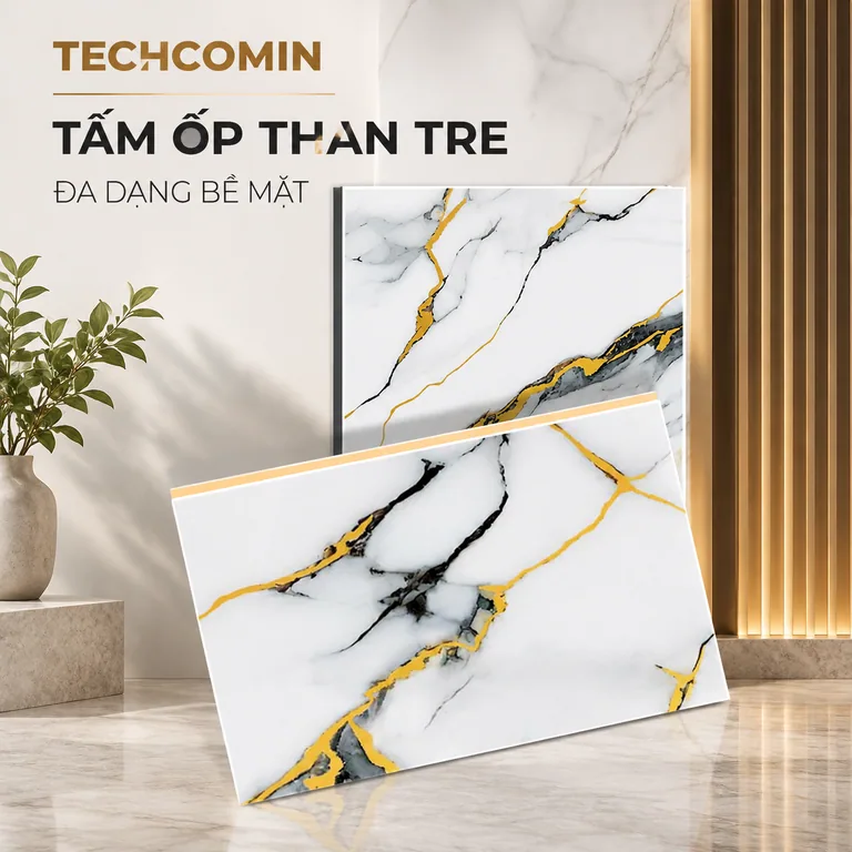 Tấm ốp than tre bề mặt vân gỗ