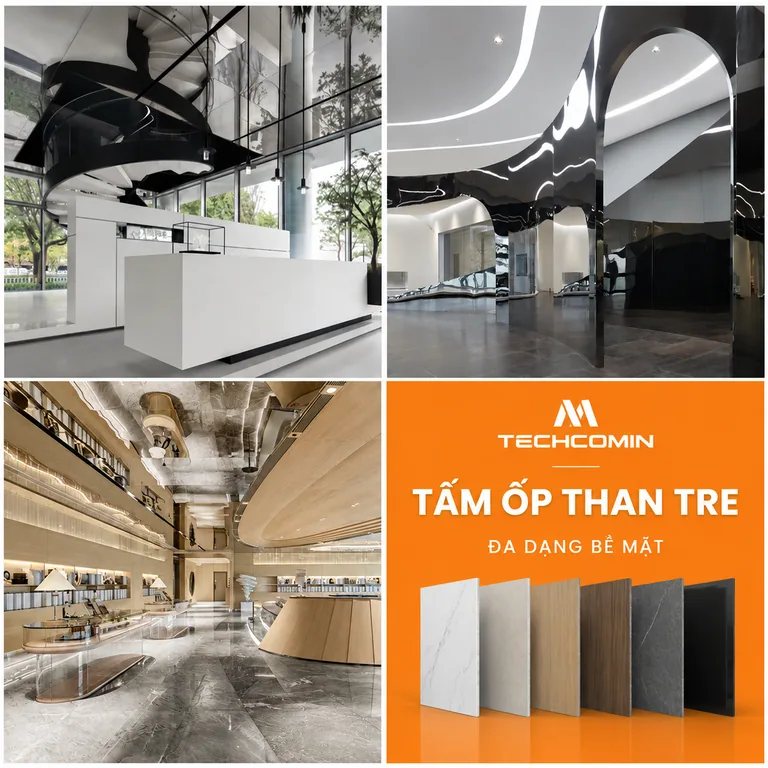Tấm ốp than tre bề mặt vân gỗ