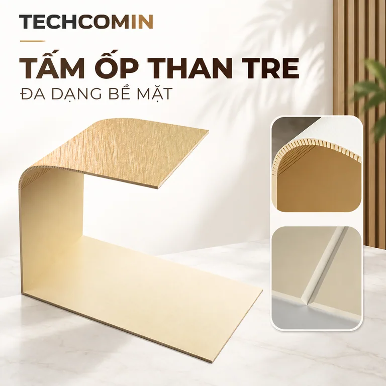 Tấm ốp than tre bề mặt vân gỗ