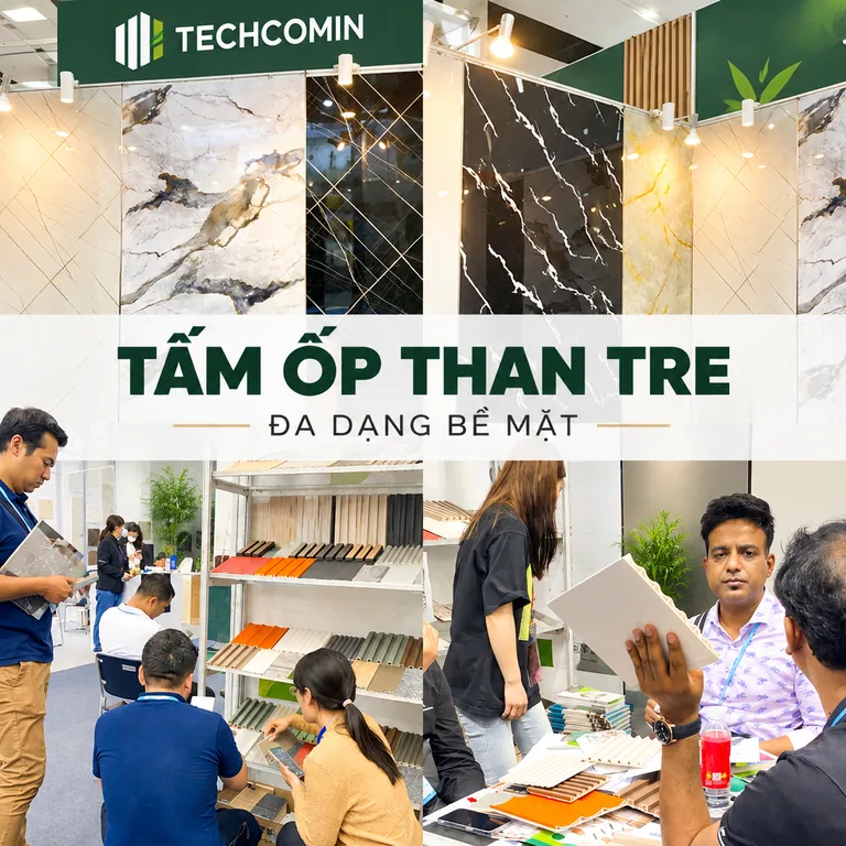 Tấm ốp than tre bề mặt vân gỗ