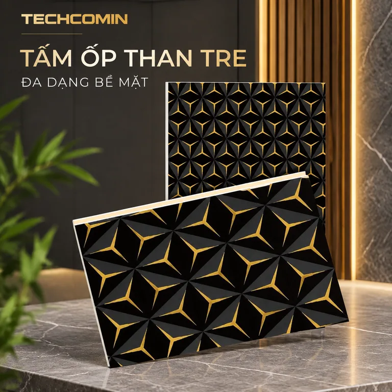 Tấm ốp than tre bề mặt vân gỗ
