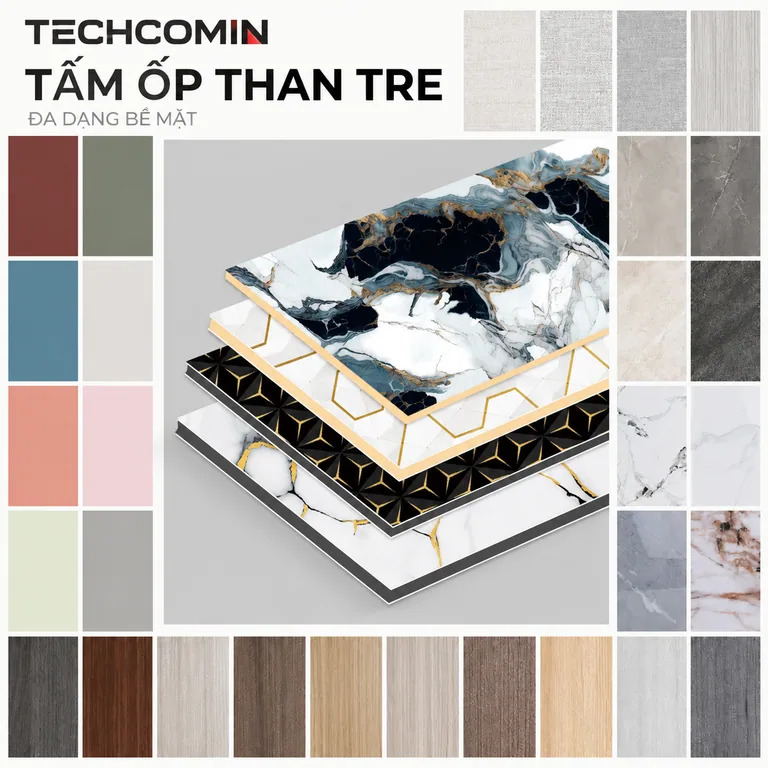 Tấm ốp than tre bề mặt vân gỗ