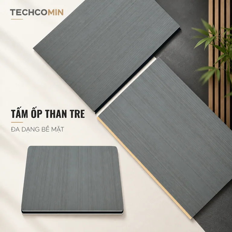 Tấm ốp than tre bề mặt vân gỗ