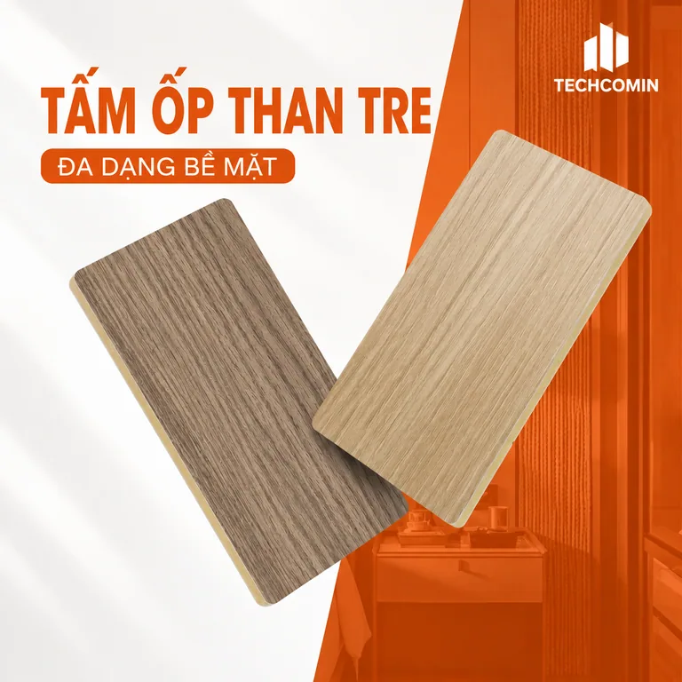 Tấm ốp than tre bề mặt vân gỗ