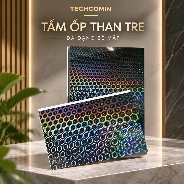 Tấm ốp than tre bề mặt vân gỗ