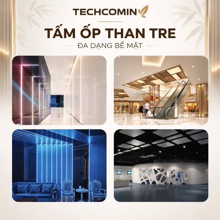 Tấm ốp than tre bề mặt vân gỗ