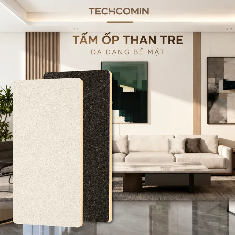 Tấm ốp than tre bề mặt vân gỗ