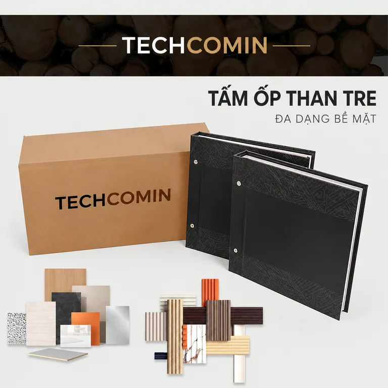 Tấm ốp than tre bề mặt vân gỗ