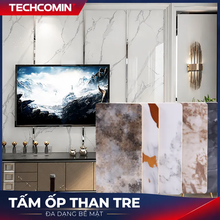 Tấm ốp than tre bề mặt vân gỗ