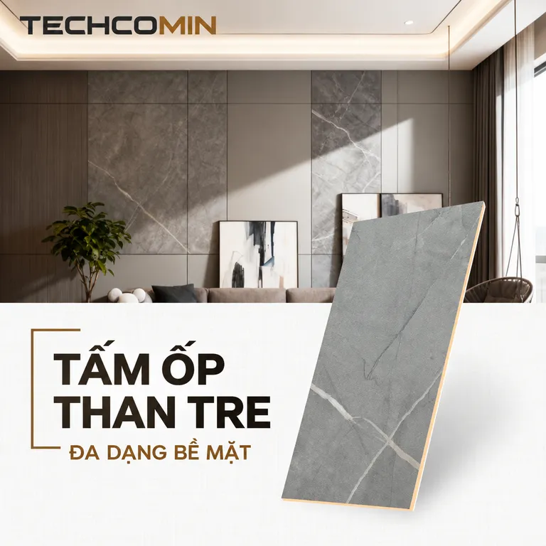 Tấm ốp than tre bề mặt vân gỗ