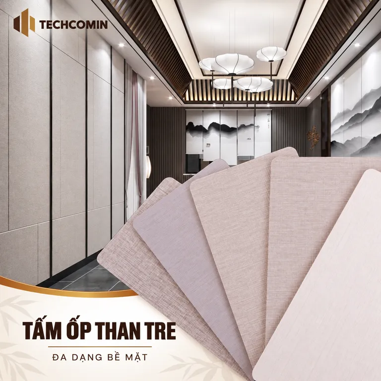 Tấm ốp than tre bề mặt vân gỗ